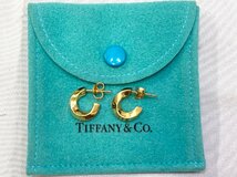 美品●Tiffany ティファニー フープ ピアス 750刻印 イエローゴールド K18●_画像4