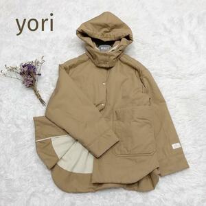 ☆yori☆ヨリ　コットンダウンジャケット ベージュ フード取り外し可 サイズ36