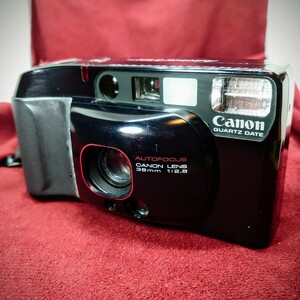 J43【フラッシュ/シャッターOK】CANON Autoboy3 QUARTZ DATE コンパクトフィルムカメラ キヤノン オートボーイ LENS F:2.8 38mm レトロ