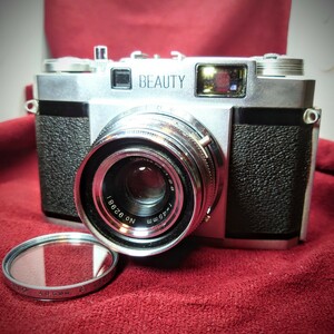 J92【シャッターOK】BEAUTY レンズ固定式フィルムカメラ レンジファインダー ビューティー LENS FC Canter F:2.8 45mm 昭和レトロ