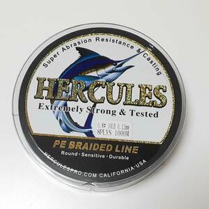 送料無料 ヘラクレス HERCULES PEライン 釣り糸 8本編み グレー 0.8号 1000ｍ 4.5kg 10lb Φ0.12mm 新品 汎用性 投げ釣り 海釣り 船釣り