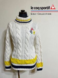 le coq sportif golf ルコック ゴルフウェア レディース ケーブルニット セーター ハイネック トップス サイズS 長袖 オフホワイト QGL4096