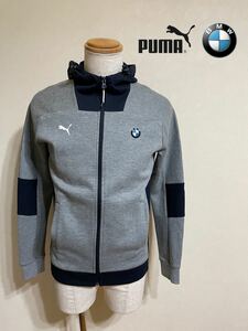 【美品】 PUMA BMW プーマ スウェット ジップ パーカー トレーニング ジャケット トップス USサイズ XS 長袖 グレー ネイビー 575249-03