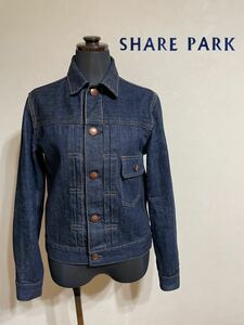 【良品】 SHARE PARK Vintage Denim レディース Gジャン デニムジャケット サイズ0 長袖 インディゴブルー オンワード樫山