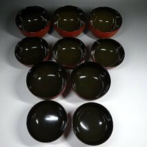 緑屋f■ 時代物　木製漆器　大黒堂　大黒椀　吸い物椀　5客　時代木箱　　km/11-156/25-2#80_画像2