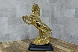 PB3FS2c прекрасный товар под старину произведение искусства лошадь высота 69cm Gold украшение интерьер .. лошадь .. лошадь Classic украшение золотой шланг орнамент 