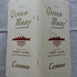 R.M.S "Queen Mary" PLAN OF FIRST CLASS ACCOMMODATION Cunard 英国クィーンメリー号一等デッキプラン 56×22㎝程 AC891の画像10