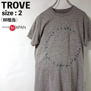 TROVE トローブ トローヴ サークル 刺繍 プリント 半袖 Tシャツ M相当 プリントT シャツ 半袖 カットソー 灰 グレー