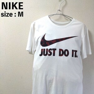 NIKE ナイキ ビッグプリントロゴ 半袖 Tシャツ M 白 ホワイト プリントTシャツ 半袖 カットソー JUST DO IT