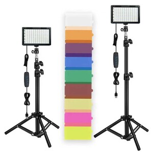 LED video light tripod attaching 2 pack photographing lighting light USB supply of electricity 120 piece LED style light 3200K-5600K 120cm light stand attaching color filter 9 sheets attaching 