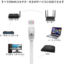 【送料無料】高速LANケーブル 10M フラットLANケーブル CAT6準拠【オスーオス】 ブルー　ADSL/FTTH/CATV/ISDN/光回線　_画像6