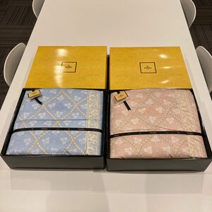 FENDI 羽毛肌掛ふとん ペアセット ブルー ピンク 150×210cm フェンディ ブランド布団 羽毛布団 ダブル 未使用