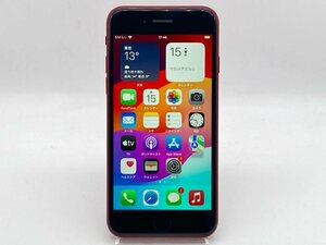 【中古・ジャンク】バッテリー非純正 打痕 Apple iPhoneSE 2nd 128GB SoftBank解除版SIMフリー (PRODUCT)RED NW〇 本体 A-48706
