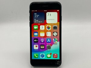 【中古・ジャンク】液晶画面割れ 打痕 Apple iPhoneSE 2nd 64GB au解除版SIMフリー ブラック NW〇 本体 A-85782