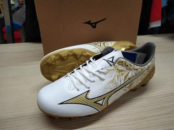 ミズノ MIZUNO サッカーシューズ サッカースパイク α SELECT P1GA246550 WHT/GLD/BLK 固定式 人工皮革 25,5cm