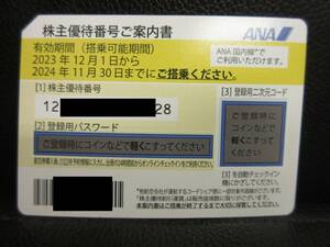 《金券》株主優待券 ANA：全日空 有効期間：2024年11月30日ご搭乗分まで 1枚：番号通知：送料無料