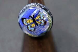 Art hand Auction Une bague en verre unique en son genre créée par un artiste verrier. Taille libre (y954-p21) Bague en verre, BAGUE EN VERRE faite à la main, accessoires pour dames, anneau, autres