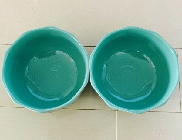 中鉢2枚セット　盛り皿　取り皿　昭和　グリーン 和食器 陶器