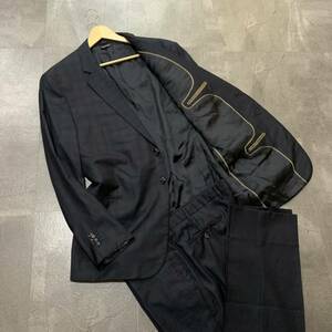 F☆良品/ 大きいサイズ!! 'イタリア製' GIORGIO ARMANI ジョルジオアルマーニ WALL STREET 上下 セットアップ WOOL&SILK スーツ 紳士服 60