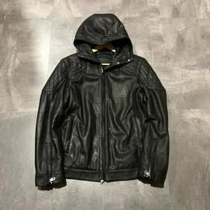 E☆ 最高級ライン!! '伊製' DIESEL BLACK GOLD ディーゼルブラックゴールド 牛革 レザー 中綿 ライダースジャケット 革ジャン 52 アウター