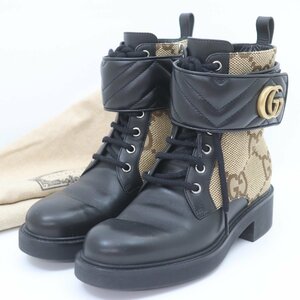 IT1XXI09MQDW 即決 美品 GUCCI グッチ モーメント アンクルブーツ ブーツ 678984 ダブルG ブラック レディース サイズ36