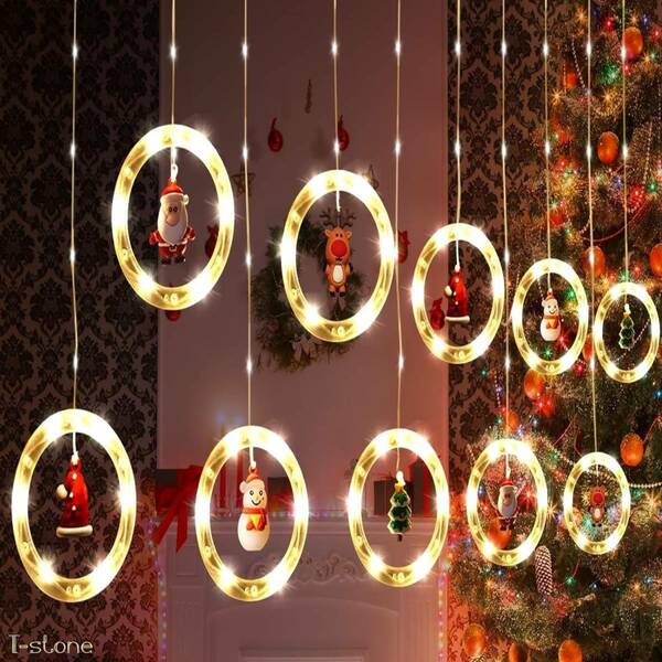 クリスマス LED光輪チャームライト 電飾 イルミネーション お洒落 インテリア 簡単吊り下げ ルームデコレーション パーティ装飾 雰囲気作り