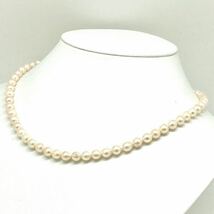 ［アコヤ本真珠ネックレス］N 重量約26.8g 約5.5-6mm珠 パール pearl necklace jewelry accessory silver シルバー DB0/DH0_画像2