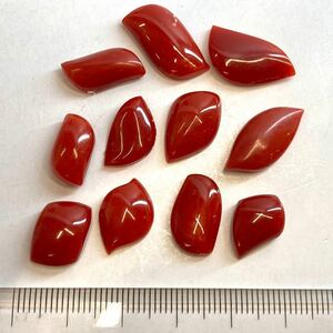 ［天然血赤本珊瑚11点おまとめ10g］N 50ct ルース 裸石 宝石 ジュエリー jewelry coral コーラル サンゴ さんご カボション DG5 ①