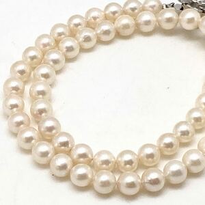 ［アコヤ本真珠ネックレス］D ◎ 重量約32.2g 約7-7.5mm珠 パール pearl necklace jewelry accessory silver シルバー DE0/EA0