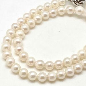 ［アコヤ本真珠ネックレス］D 重量約32.6g 約7-7.5mm珠 パール pearl necklace jewelry accessory silver シルバー DE0/EA2