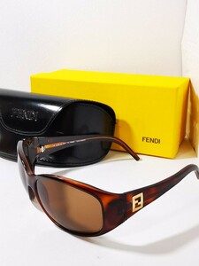 1円スタート【良品/箱付き】FENDI　フェンディ　サングラス　FS421 COLD INSERT ブラウン系レンズ　イタリア製