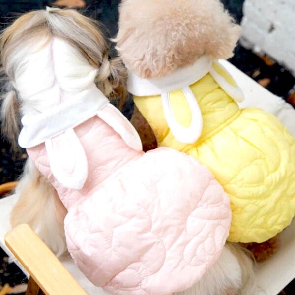 犬服犬の服ペット ピンクM うさぎバルーンパステルコート