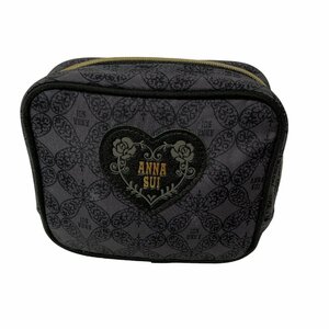 ◆中古品◆ ANNA SUI アナスイ 化粧ポーチ スクエアポーチ ブラック系 レディース P51924NA