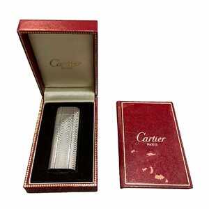 【中古品】Cartier カルティエ ライター シルバー 火花× 冊子付 ガスライター 喫煙グッズ 箱あり hiL2568RO