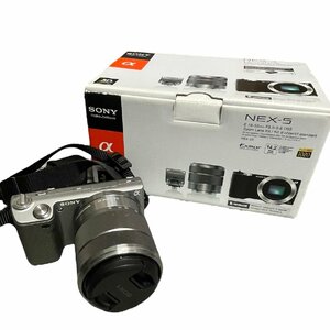 【中古品】SONY NEX-5 シルバー デジカメ ミラーレス一眼カメラ レンズ: E 3.5-5.6/18-55 OSS 0.25m/0.82ft Φ49 箱あり hiL2892RO