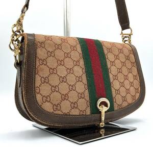 1円【入手困難】グッチ GUCCI ショルダーバッグ シェリーライン ホースビット GGキャンバス ブラウン系 レディース