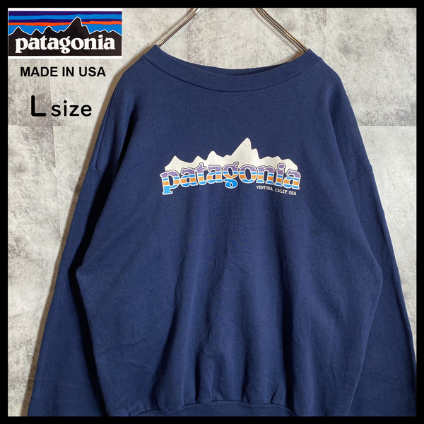 【USED】パタゴニア Patagonia スウェット トレーナー ビッグロゴ 00s アメカジ USA製 美品 ネイビー Lサイズ (XL相当) ☆送料無料☆