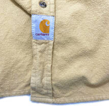 【USED】 カーハート Carhartt コットン ワークシャツ 長袖 90s USA アメカジ ゆるだぼ 古着 ベージュ 2XLサイズ ☆送料無料☆_画像8