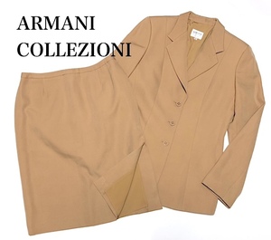  two point successful bid free shipping!E6[ beautiful goods ] Armani koretso-ni wool tailored jacket knees height skirt setup suit 44 largish size 