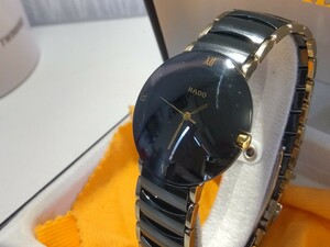 【稼働品・極美品】 RADO ラドー DIASTARダイヤスター 腕時計 デイト クォーツ 129.0300.3 セラミックベルト ブラック×ゴールド 【A264】