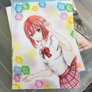 Art hand Auction Ilustración dibujada a mano de una chica de secundaria, Historietas, Productos de anime, Ilustración dibujada a mano