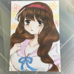 Art hand Auction 머리를 땋은 소녀의 손으로 그린 그림, 만화, 애니메이션 상품, 손으로 그린 그림