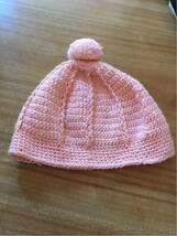 手編み☆ベビーピンクの帽子 ボンボン 新品 44㎝～46㎝_画像2