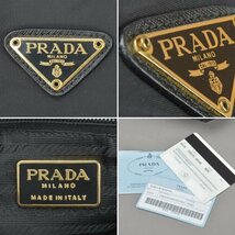 美品 PRADA プラダ チェーン ショルダーバッグ ナイロン ブラック ゴールド 三角プレート ステッチ TESSUTO IMPUNT B2413 鞄 Mc.b/d.e_画像10