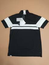 新品　ブラック＆ホワイト　ゴルフ　（M）アドバンテックウールパネルボーダー　ハイネックシャツ　　メンズ　14300円_画像1