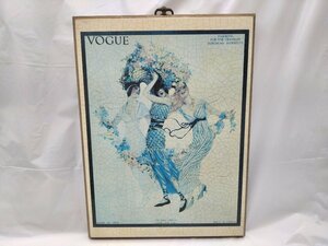 【VOGUE】VOGUE ヴォーグ 木製パネル インテリア 壁掛け ヴィンテージ レトロ VOGUE表紙絵 女性 看板 アート/kt1927