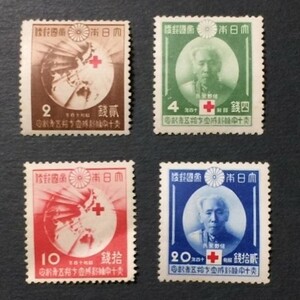 戦前記念切手　赤十字条約75年　4種完揃　未使用　NH