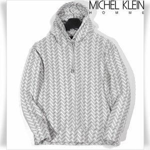 新品1円～★MK MICHEL KLEIN homme ミッシェルクラン オム メンズ 長袖 中綿ランダムツートンヘリンボーンパーカー 48 L グレー ◆3506◆