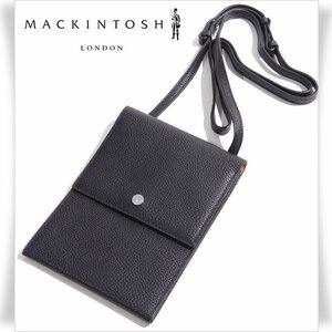 新品1円～★定価2.4万 MACKINTOSH LONDON マッキントッシュ ロンドン 牛革レザー ショルダーバッグ スマホポーチ 斜めがけ 黒 ◆3715◆