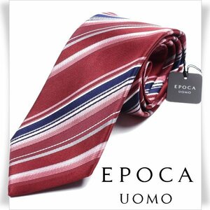 新品1円～★定価1.4万 エポカ ウォモ EPOCA UOMO 日本製 シルク絹100% ネクタイ 日本製 ボルドー 正規店本物 ◆3809◆